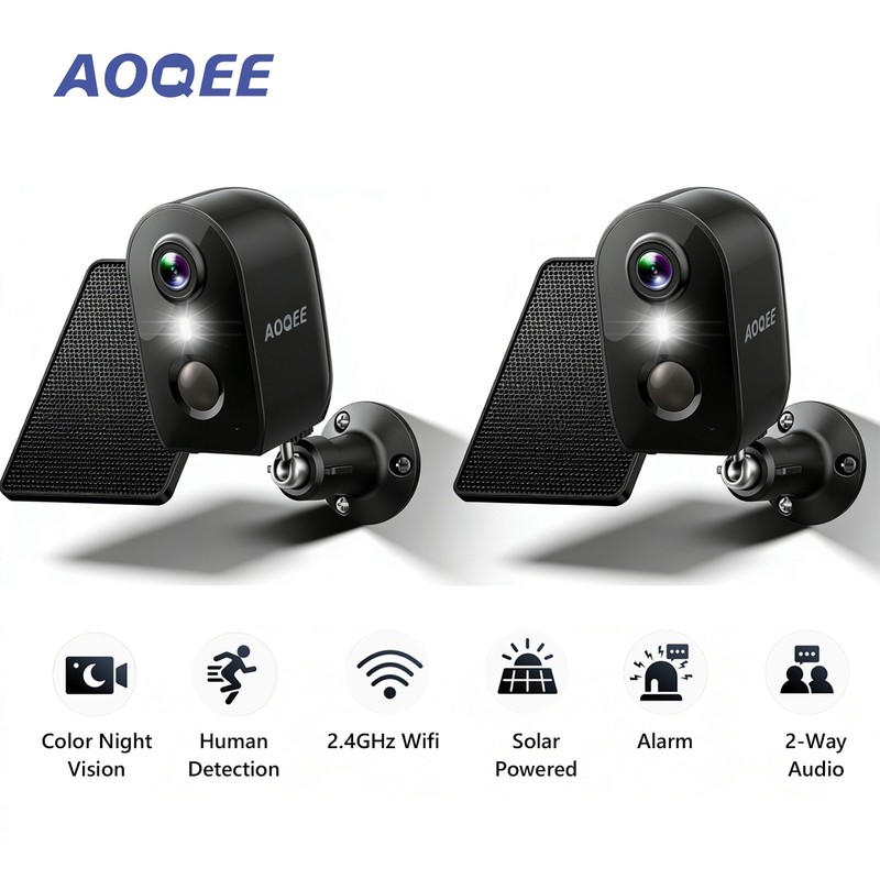 2 Pack AOQEE Wireless Security Camera Smart Night Vision Outdoor WiFi Cameras