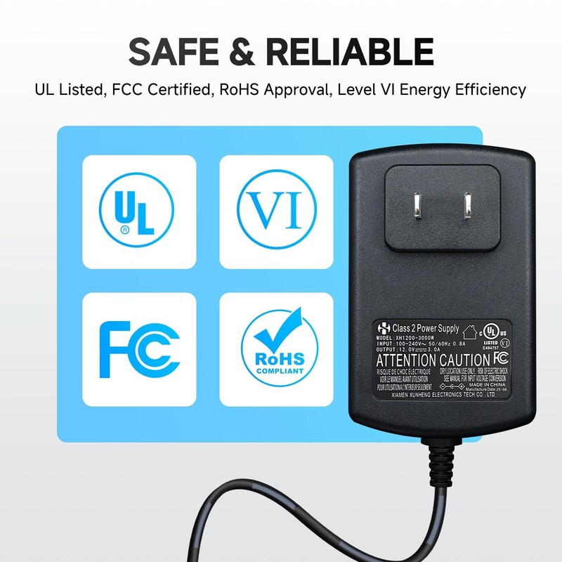 UL Listed 12V 3A 6ft Power Supply 12V3A+DC Splitter Cable, 12V-3A+1T8 gallery