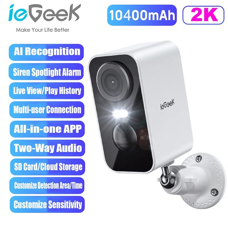 8PCS ieGeek Outdoor Wireless Security Camera 2K Home Battery WiFi CCTV WholeSale gallery
