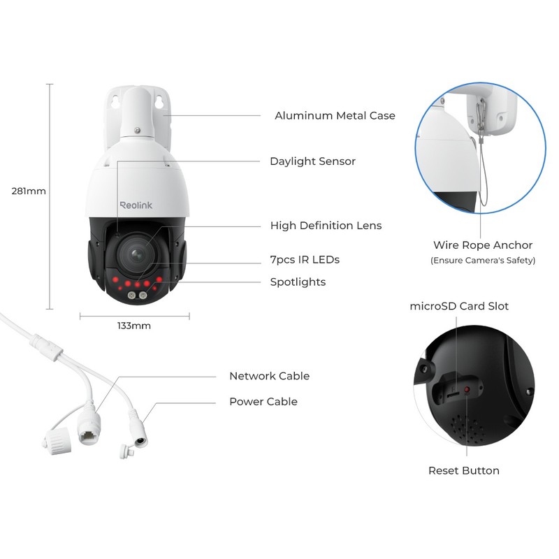 Reolink RLC-823S1 4K 8MP 360° Auto-Tracking PoE Security Camera 24/7 Recording gallery