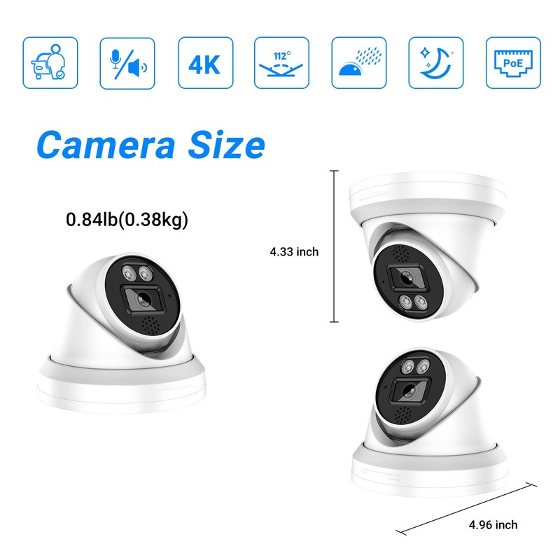 VIKYLIN Turret POE IR30M 4K 8MP IP CAMERA MIC&Speaker Security Factory Direct US gallery