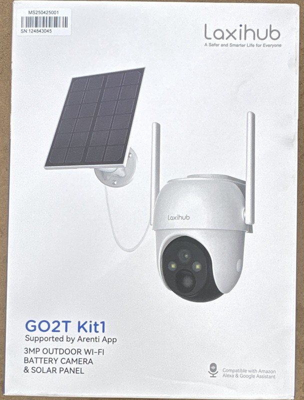 Laxihub GO2T Kit1 2K Outdoor Wi-Fi Battery Camera + Solar Panel, Two-Way Audio