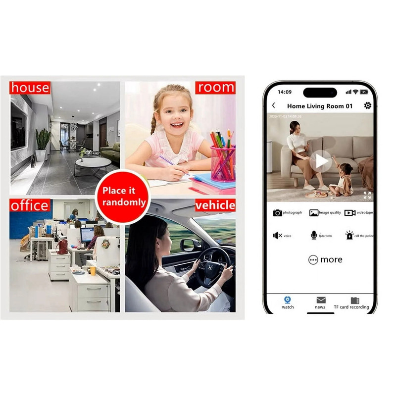 2PC Wireless Wifi Security Camera Home Indoor Outdoor Camera House Cam 1080P Car gallery