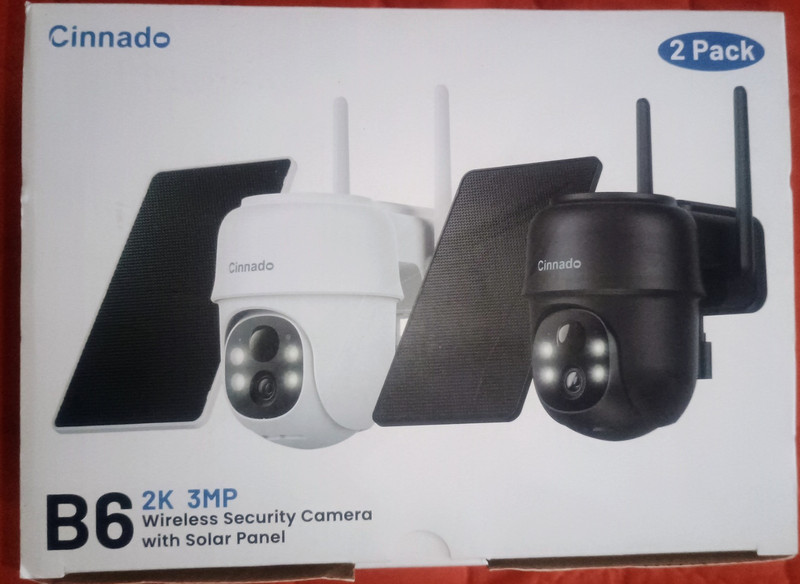 Cinnado B6 2K 3MP Wireless Security Camera 2 Pack Solar Panel Color Night Vision