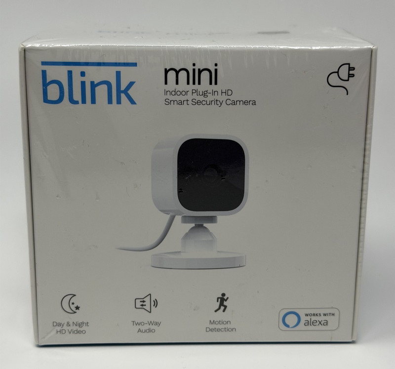 Blink Mini 1080p Security Camera White Indoor Smart HD Video