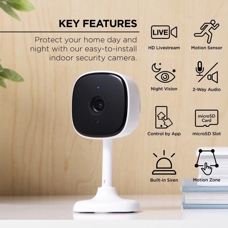 Indoor 1080p HD WiFi Security Camera with Night Vision White 1-Pack gallery