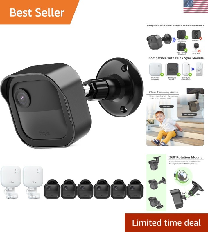 6-Pack Weatherproof Camera Mounts for Blink Outdoor 4 & 3 – Adjustable & Secure
