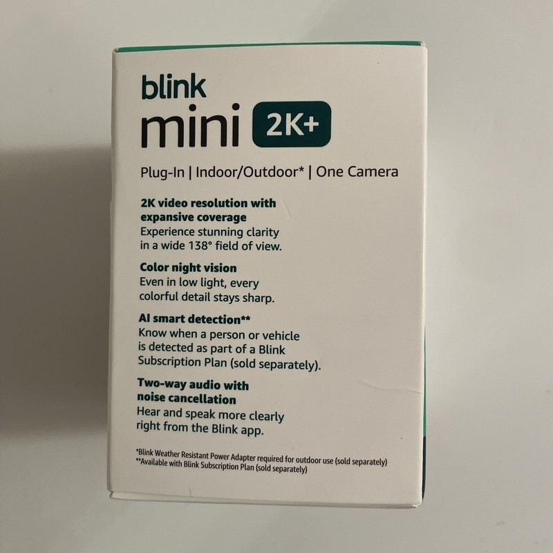 Blink Mini 2K+ 2K Plug-In Security Camera White Newest Model NEW SEALED gallery