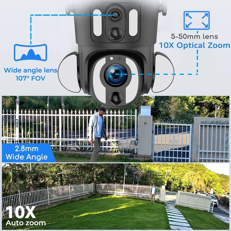 Solar IP Camera 4K 8MP 4G Sim Card Auto Tracking 10X Zoom PTZ two way Audio gallery