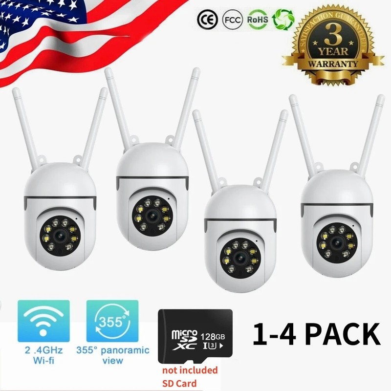 LOT 1-4 PACK 1080P Security Camera System Wireless 2.4G WiFi Camera Night Vision