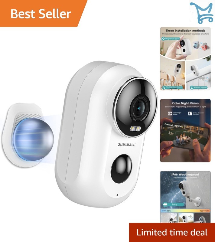 Wireless Outdoor Security Camera 2K Battery Powered with Magnetic Mount