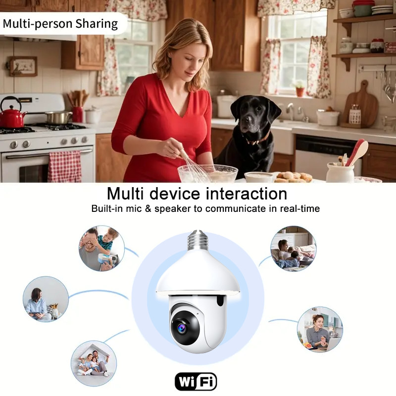 2pcs-New Bulb Security Camera - 1080p Full HD Recording & 360° Panoramic View gallery
