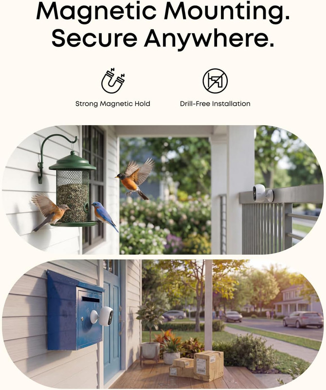 Security cam C35 4-Cam Kit, Wireless Indoor/Outdoor Camera, Magnetic Mount, Colo gallery