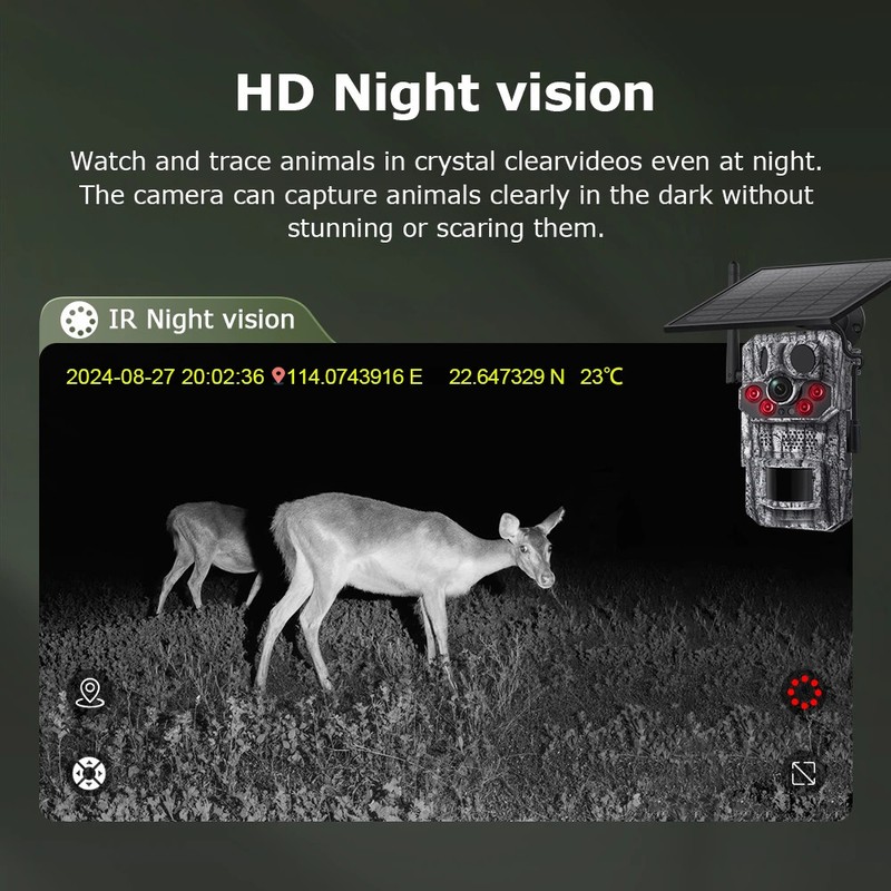 2PCS 4G LTE Cellular Trail Camera 5MP Solar Hunting Camera Night Vision gallery