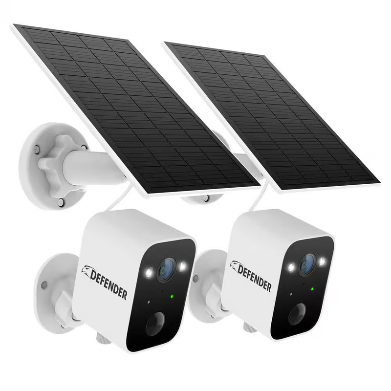 Solar Powered 4K AI Everwatch Wireless Security Camera, 3-Watt Solar Panel, 2 Pc