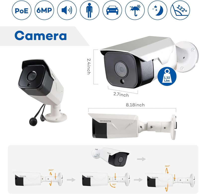6MP Super HD Poe IP Security Camera with Audio, AI Human Vehicle Detection, 3072 gallery