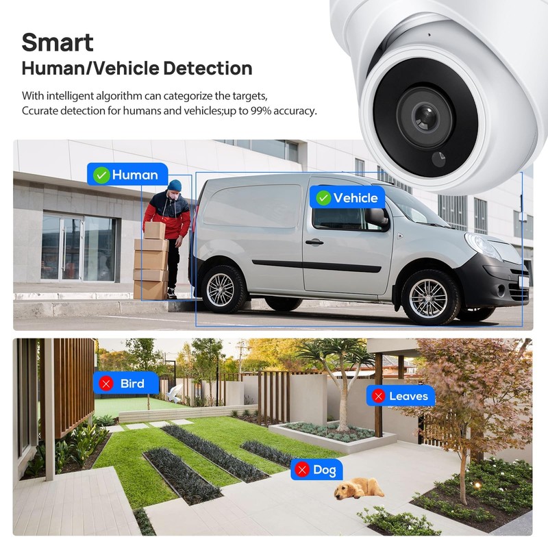 4K 8MP PoE IP Camera Outdoor, 4K PoE Turret Camera with Human Vehicle Detecti... gallery