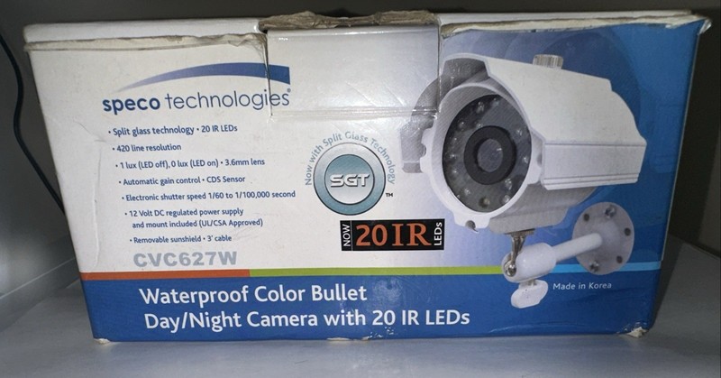 Speco Technologies CVC-627W-Color bullet Day/night , 20 IR, 3.6mm Lens Open Box