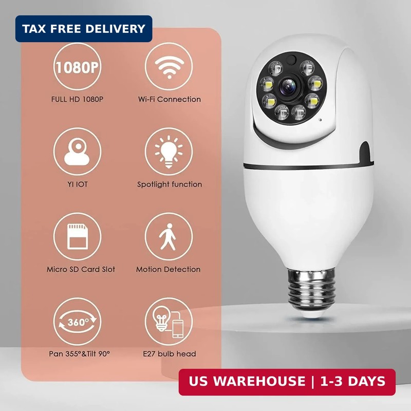 Light Bulb Security Camera 2.4GHz & Wireless WiFi Outdoor, 1080P Light Socket, I gallery