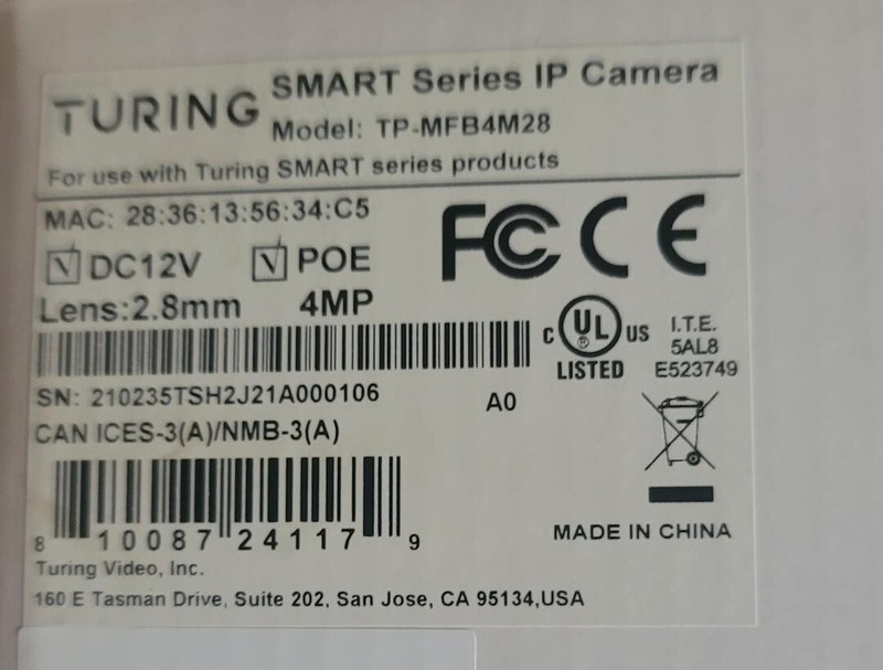 Turing Video - TP-MFB4M28 - 4 Megapixel Outdoor IP camera - Bullet gallery