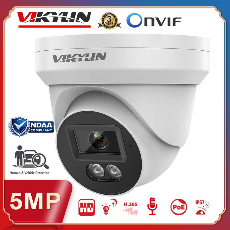 Vikylin 5MP POE Camera Outdoor Onvif IR Night Vision Audio No Subscription Wired