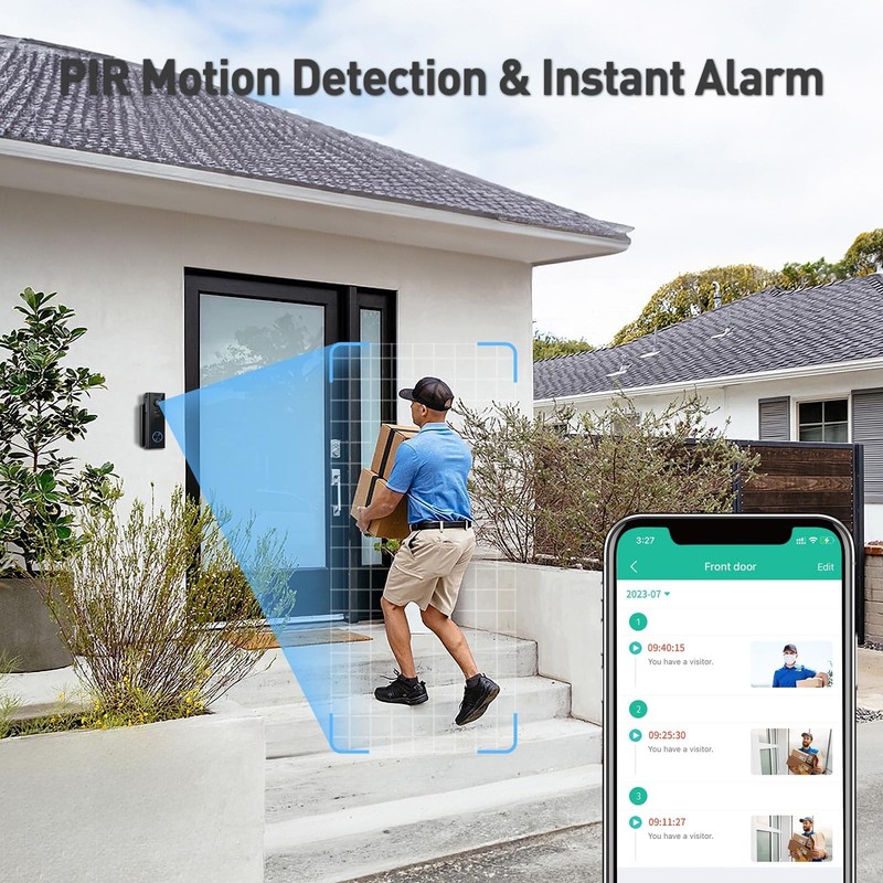 Doorbell Camera Wireless No Subscription, 2K Video Doorbell with Chime, 2-way... gallery