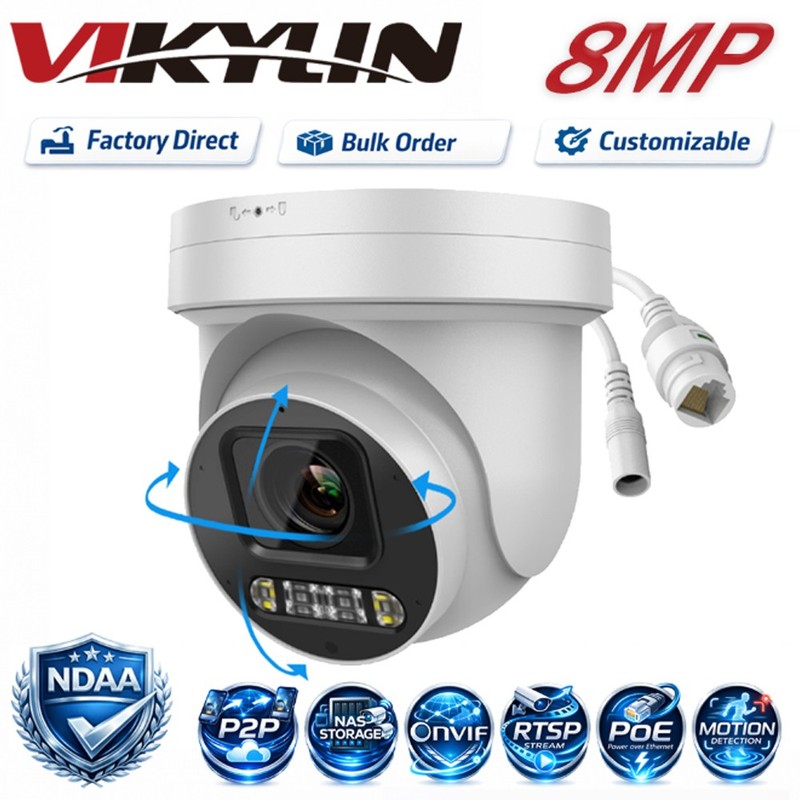 Vikylin 8MP 5X Zoom PTZ IP Camera Dual Light POE 2-Way Audio NDAA Factory Direct