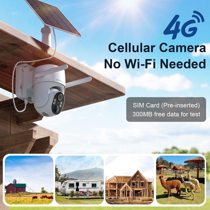 Wireless Outdoor Solar Camera with 4G LTE - Motion Detection, Night Vision HD gallery