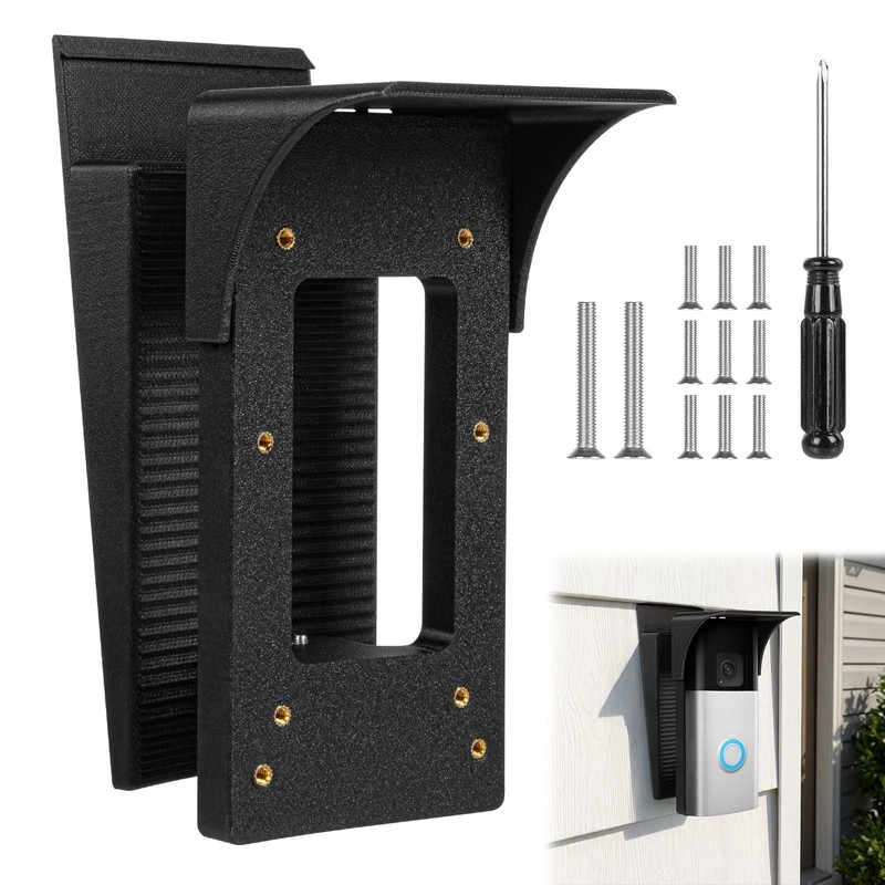 No-Drill Doorbell Vinyl Siding Mount with Adjustable Angle & Weather Cover Co…