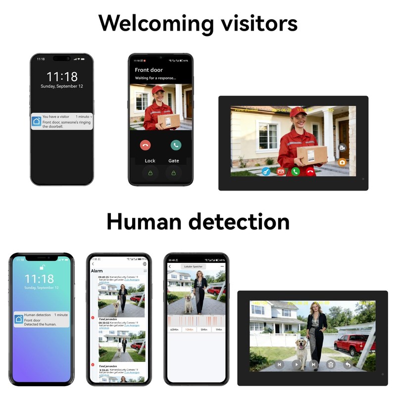 Smart Home Video Intercom System,Wired Video Doorbell with 2X 7-inch Touch Sc... gallery