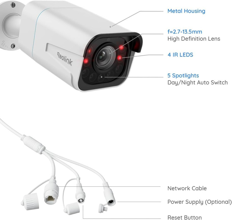 REOLINK RLC-811A Poe IP Wired Security Camera 4K - 123° Fov, 5X Optical Zoom for gallery