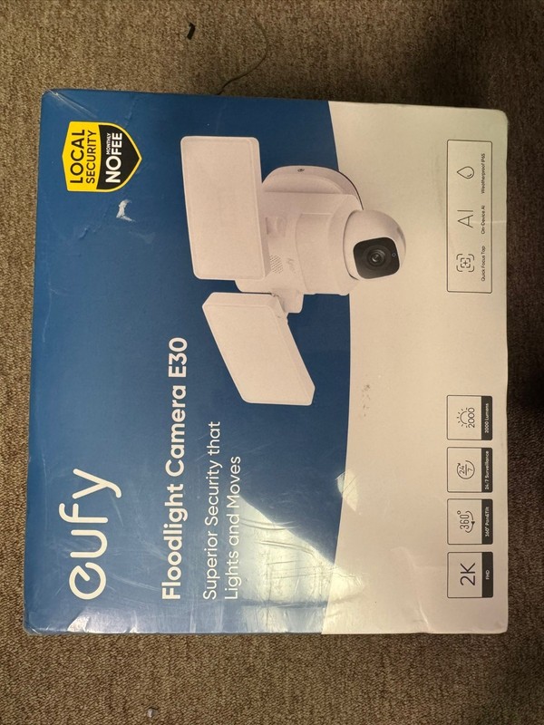 eufy Floodlight Camera E30 Outdoor Security Cam 2K 360°PTZ Alert AI Detect&Track