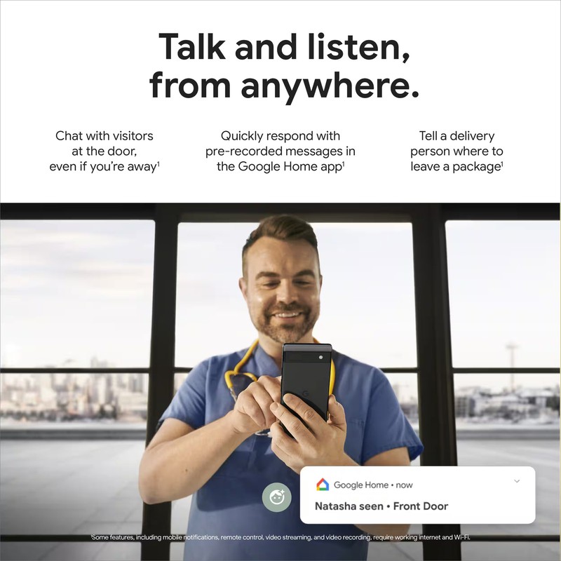 Google - Nest Wi-Fi Video Doorbell - Battery Operated - Linen gallery