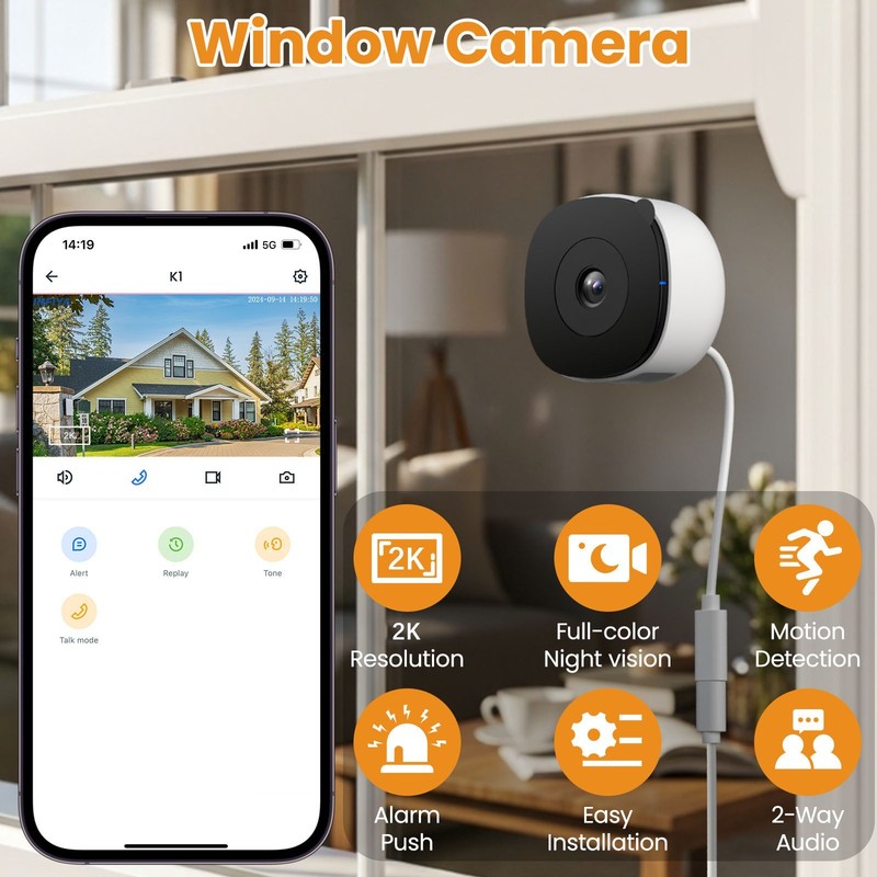 Wansview 2.4Ghz WiFi Window Camera Security Camera Indoor Camera Safety 2K HD