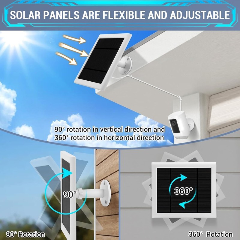 2 Pack - Solar Panel for Ring Camera, Compatible with Ring Spotlight Cam Plus/Pr gallery