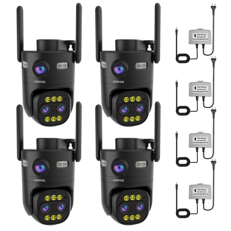 4 Pack Wired Home Camera Outdoor/Indoor with 2K Color Night Vision,AI Human A…