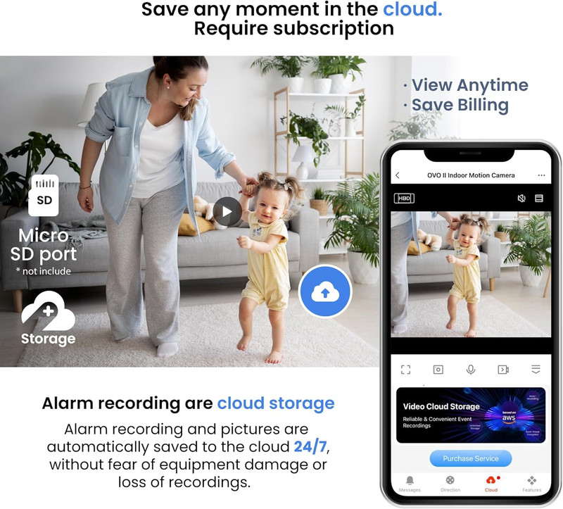 Smart 2K Indoor Camera - PTZ Control with 355° Horizontal and 150° Vertical Rota gallery