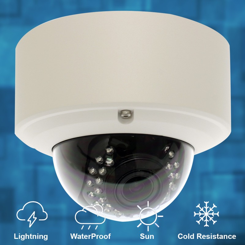 5MP Outdoor Indoor PoE Vandal Proof IP Camera with 2.8-12mm Varifocal Lens