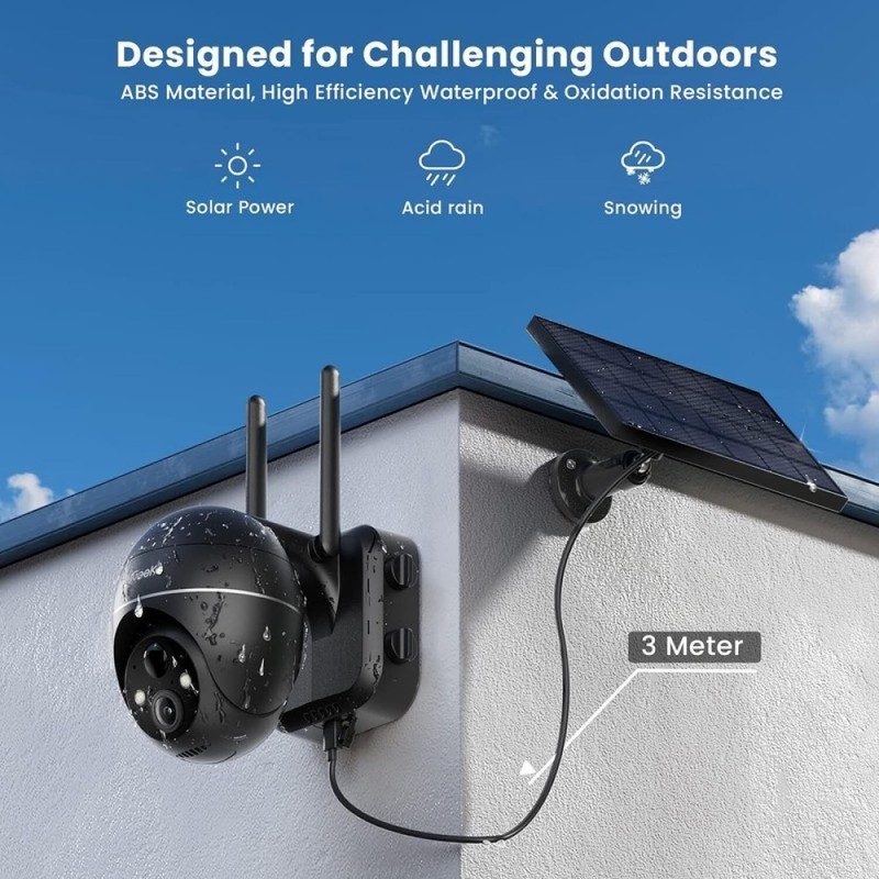 ieGeek Solar Powered Security Camera System 2 Pack 5MP, 360° PTZ Spotlight/Siren gallery