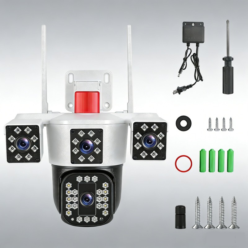 WiFi 1080P 4-Lens Pan & Tilt HD Camera Full Color Day & Night Monitoring