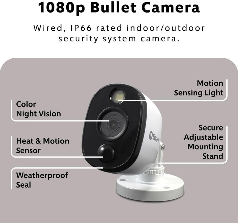 Home/Business Wired DVR, 1080P Full HD Security Camera System, 8 Channels, 4 Cam gallery