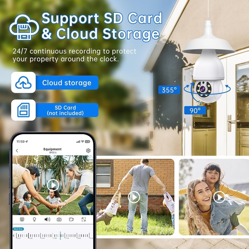 360° WiFi Security Camera with Color Night Vision and Two-Way Talk – 2 Pack gallery