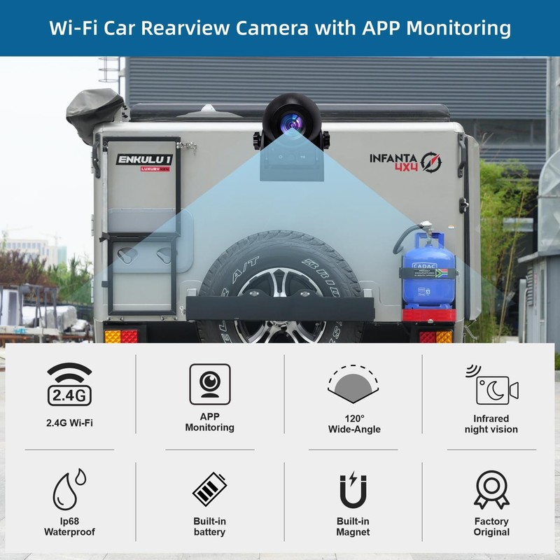 Wireless Magnetic Backup Camera, WiFi Rechargeable, IP68 Water Resistant gallery