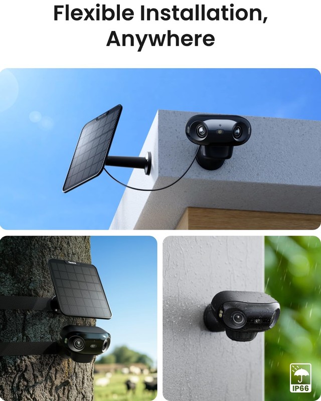 4K 180° Dual-Lens ColorX Night Vision Solar Camera Outdoor Wireless gallery