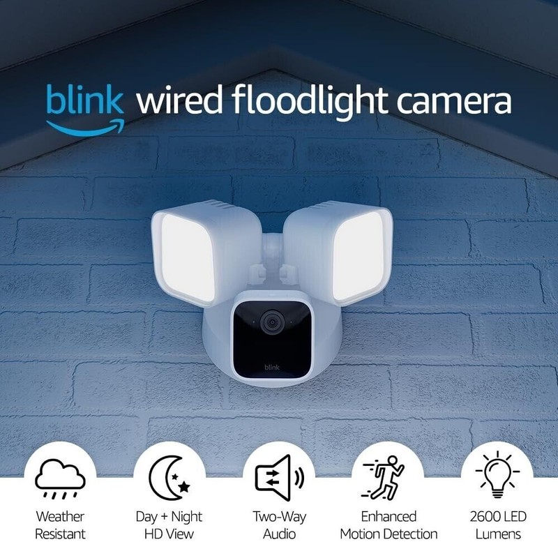 NEW Blink Wired Floodlight Camera Smart Security Camera 2600 Lumen HD Live View gallery