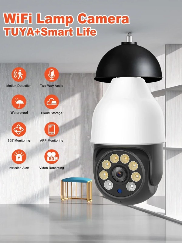 5G E27 Bulb Security Camera Motion Detection 5MP PTZ Surveillance Camera SD Card gallery