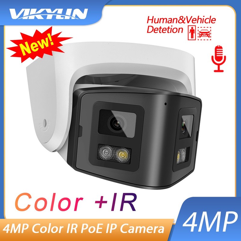 Vikylin 4MP Dual Lens POE IP Camera Full Color+IR Night Light 2Way Audio CCTV US