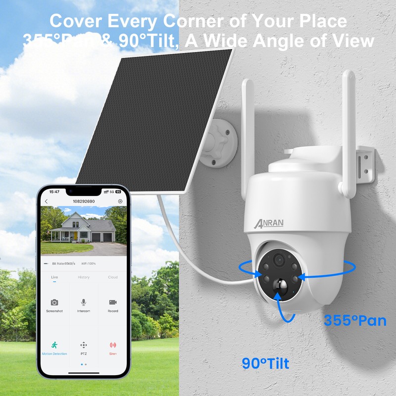 4G LTE Cellular Solar Security Camera Wireless Outdoor 2K No WiFi PTZ 360° View gallery
