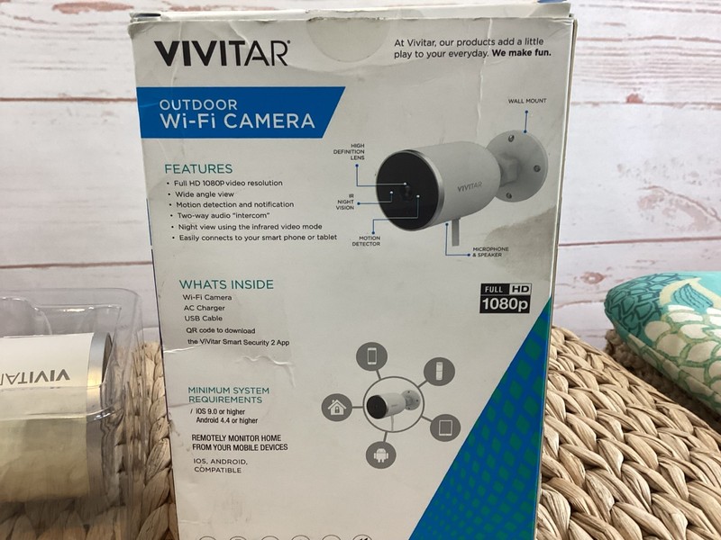 Vivitar Smart Security Outdoor Wi-Fi Camera - 1080p HD - Used in Box, White gallery