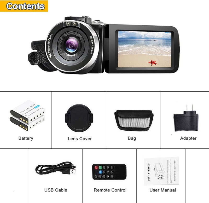 Videocámara Videocámara Full HD 1080P 30FPS Grabadora de cámara Vlogging US NEW gallery